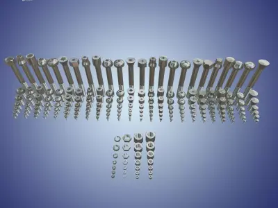 202 Pack Bolts and Nuts 3D model