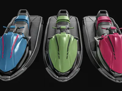 Jet Ski Pack Low-poly 3D model