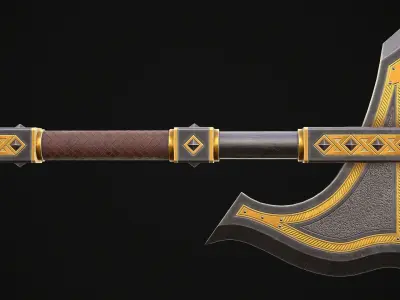 Fantasy Axe 1A Low-poly 3D model