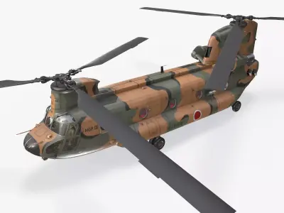 CH-47J Chinook JGSDF Complex Animation Low-poly 3D model