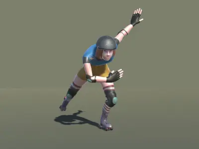 Quad Roller skaters Animations SA Low-poly 3D model