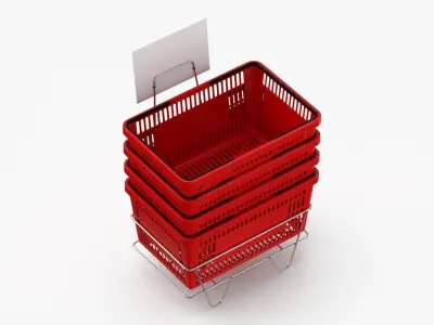 Hand Carry Shopping Baskets Plastic Handle Stack Red Black Blue and Green 3D model