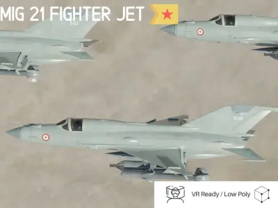MiG 21 - Rigged and Animated - with Interior - M2 Low-poly 3D model