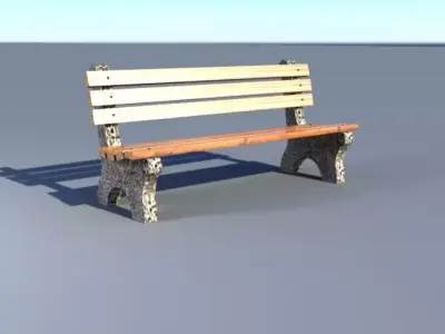 3D park Bench Low-poly 3D model