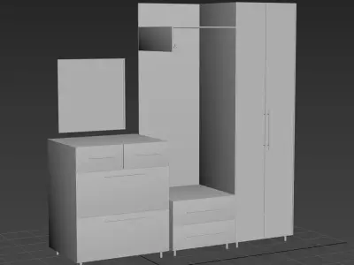 Hallway Furniture Set  No textures Low-poly 3D model