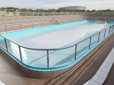 Aquatic Animal Show Arena with Tiered Seating 3D model