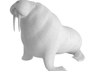 Walrus Base Mesh Low-poly 3D model