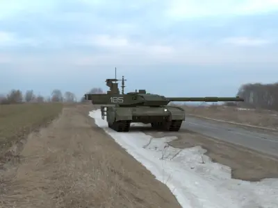 Battle-Worn T90MS Main Battle Tank - 3D Model Low-poly 3D model