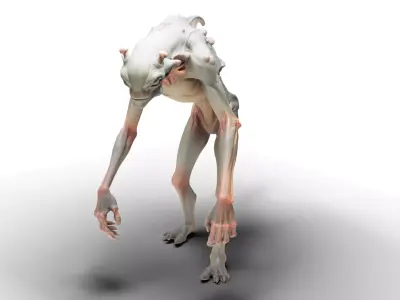 Pack of 3 Realistic Alien High Detail Sci Fi Character Low-poly 3D model