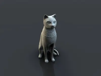 Egyptian cat statue Low-poly 3D model