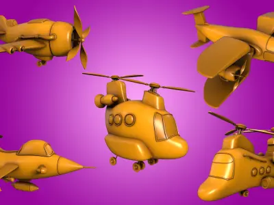 20 Stylized aircraft Base Mesh Vol-7 Low-poly 3D model