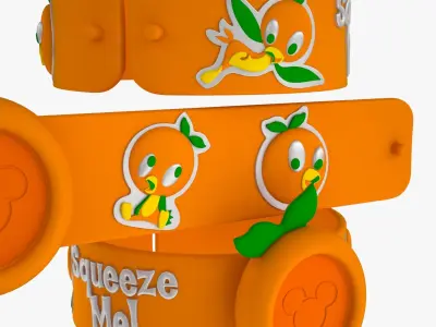 Orange Bird MagicBand Slap Bracelet 3D model