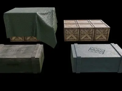 military boxes Low-poly 3D model