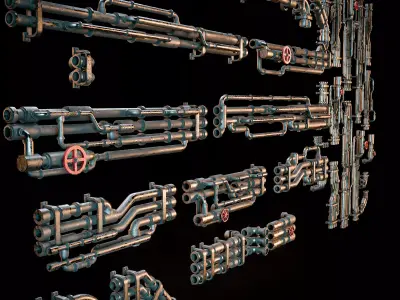 SCIFI INDUSTRIAL MODULAR PIPES KIT Low-poly 3D model