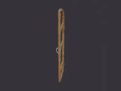 Wood Arch Window Double Frame Rustic Oak Low-poly 3D model