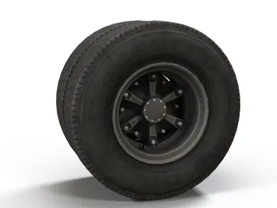 PBR vintage truck wheels Low-poly 3D model