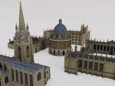 Oxford University buildings with St Mary 3D model