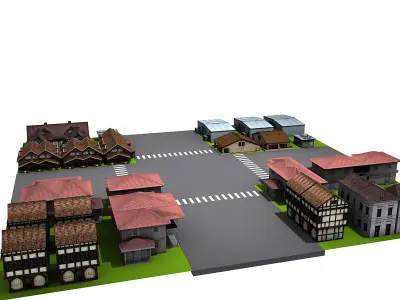 Street environment Low-poly 3D model