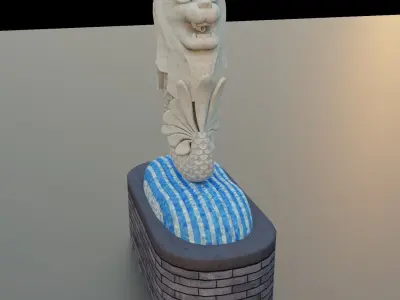Merlion  LIONFISH Singapore Low-poly 3D model