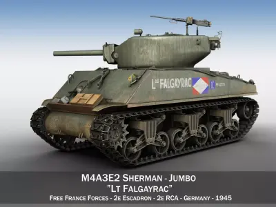 M4A3E2 - Sherman Jumbo - Lt Falgayrac 3D model