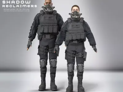 Shadow Reclaimers   Tactical Outfit Set  Male and Female 3D model