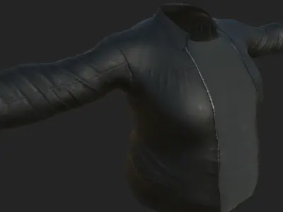 Jacket made on leather and with camo texture Low-poly 3D model