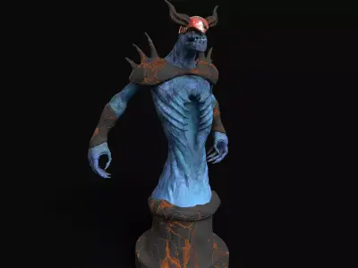 Monster demon statue Low-poly 3D model