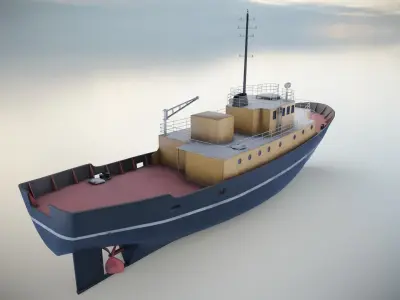 Industrial Ship Low-poly 3D model