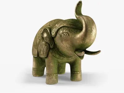 Ancient Elephant Statue Low-poly 3D model