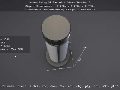 Advertising Pillar with Glass 5 Low-poly 3D model