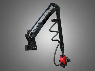 Forwarder Crane Coordinate System with Harvester Head 3D model