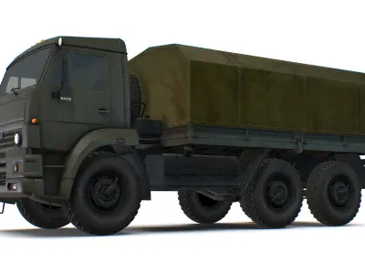 Kamaz 5350 6x6 Russian General Utility Truck Car Military Low-poly 3D model