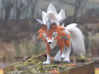 Dusk Lycanroc Diorama - 3D model -STL 3D model
