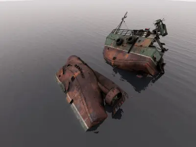 Fishing broken Trawler  3D model