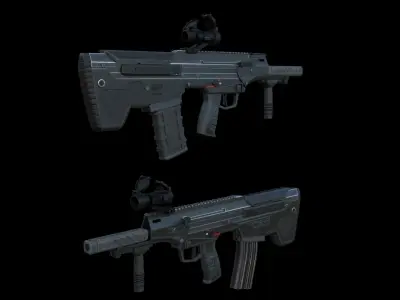 Modular Bullpup Rifle-Carbine Variant Low-poly 3D model