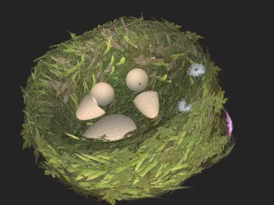 Bird Nest flower Low-poly 3D model