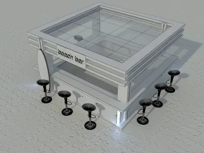 Beach Bar Area a85 White  3D model