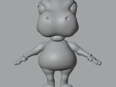 Cute cartoon rigged red hippo Free 3D model