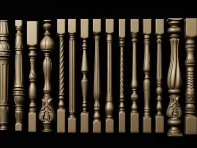 Set of balusters for interior design Free 3D model