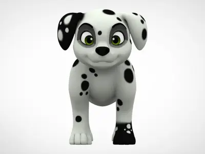 Dalmatian Puppy Low-poly 3D model