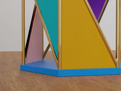 Modern Colorful Geometric Brass and MDF Side Table Free 3D model