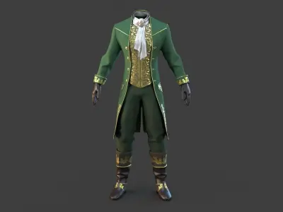 Green Vintage Clothing Men Suit Low-poly 3D model
