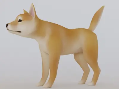 Cartoon Shiba Inu Low-poly 3D model