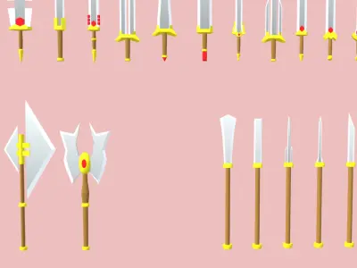 Low-Poly Melee Weapons Pack Low-poly 3D model