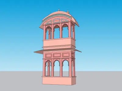 indian jodhpuri stone chatri 3D model