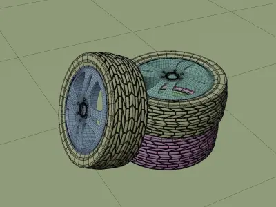 Muddy Tyre Low-poly 3D model
