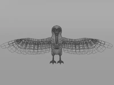 Hummingbird colorful Low-poly 3D model