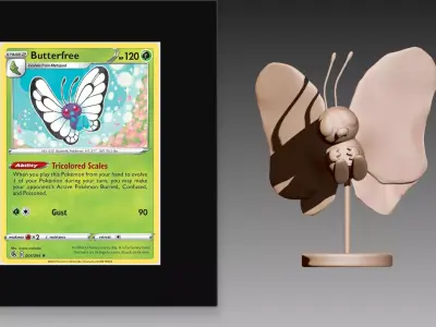 Butterfree flying Pokemon OBJ STL 3D print model