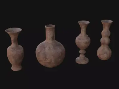 old Vases set 3 Low-poly 3D model