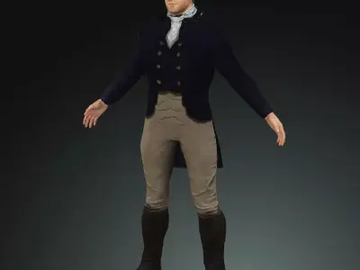 Napoleonic civilian 1812 Low-poly 3D model